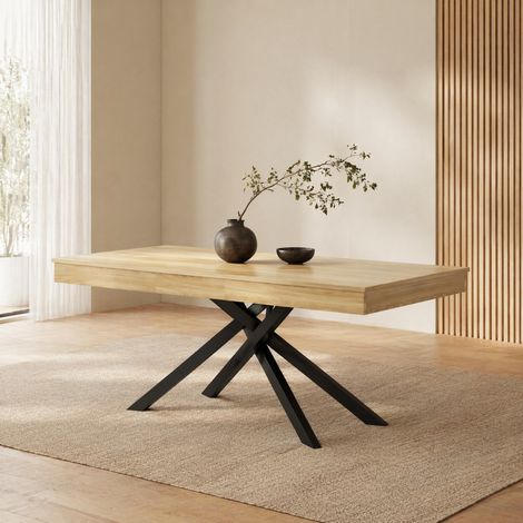 Esstisch ausziehbar 140-180 cm MDF in Eiche für 6-8 Personen OKMYHOME