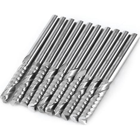10 fraises à défoncer à rainurer 1 dent pour CNC, forets de découpe 3,175 mm, longueur de coupe 22 mm, lot de 10 (1/5)