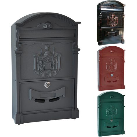 Boîte aux lettres verte Regal – Façade en aluminium – Corps en tôle galvanisée – Dimensions 25,5x9xH41 cm – Fixation murale – Alubox