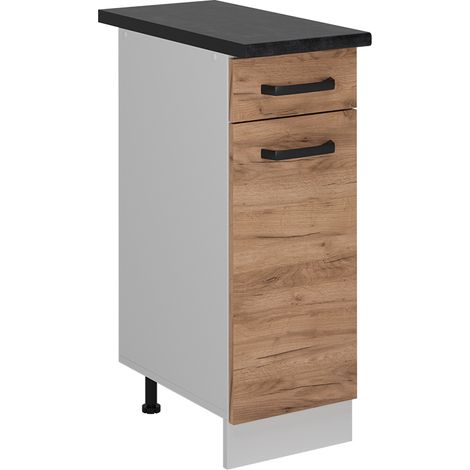 Küchenunterschrank R-Line, Goldkraft Eiche, 30 cm AP Anthrazit, Vicco
