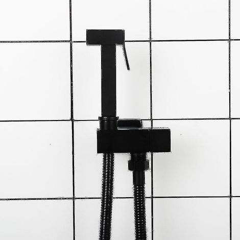 Mattschwarze Bidetarmatur mit Messing-Handbrause - A