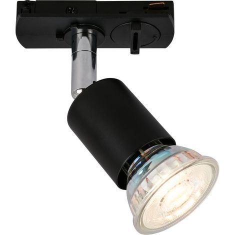 Briloner Spot GU10 8x6,5 cm fino a 9W Orientabile Girevole per Sistema a Binario 230V Nero - Faretto su Binario Soggiorno Camera Cucina