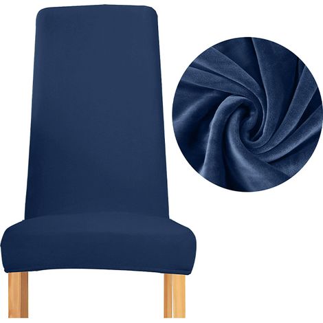 Stuhlbezug, schmale Rückenlehne, dicker marineblauer Samtplüsch