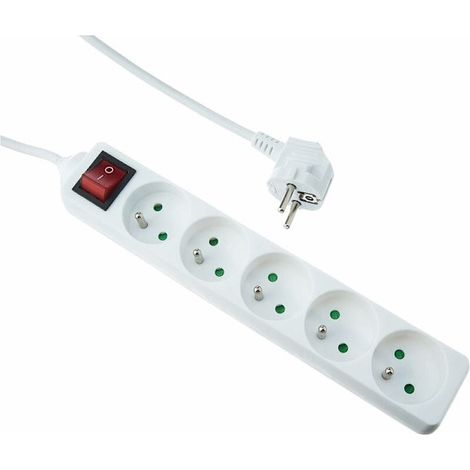 Multiprise intelligente avec protection du câble coaxial : sécurité accrue des appareils. Blanche. Parafoudre offrant une protection complète. (1/4)