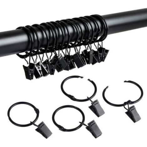 Alovez - Packung mit 36 Metall-Öffnungsgardinenringen mit Clips, Innendurchmesser 3,2 cm. (1/5)