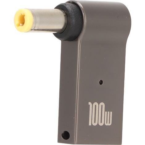 Adaptateur secteur pour ordinateur portable PD USB Type C femelle I vers CC 100 W en alliage d'aluminium coudé, 5,5 x 2,5 mm (1/5)