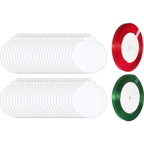 50 Stück transparente, runde Acryl-Rohlinge für Weihnachtsornamente