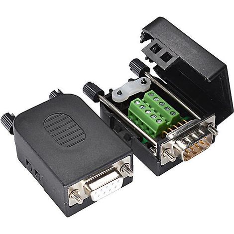 adaptateur De Port Srie Com Sans Soudure Db9, Bornier, Connecteur Rs232 9 Broches, Coque 422, Tte Mle Neuf Broches Avec Vis (1/5)