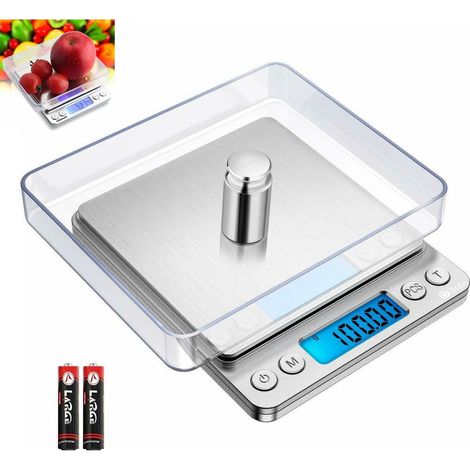 Balance Alimentaire, Balance de Cuisine Numérique Poids Grammes et oz pour Cuisson Cuisson, Graduation Précise 0.1g 2 Plateaux, 6 Unités