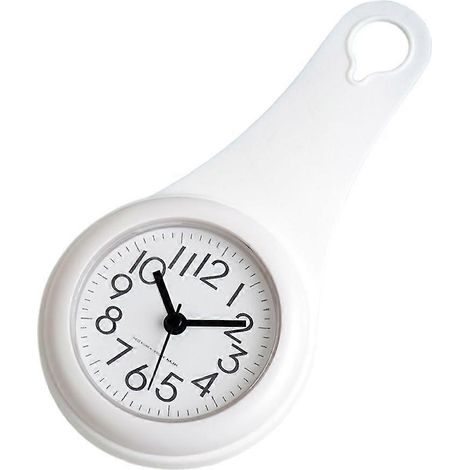 Einfache Badezimmeruhr, Küchenuhr, wasserdicht und geräuschlos, mit Saugnapf (weiß) (1/5)