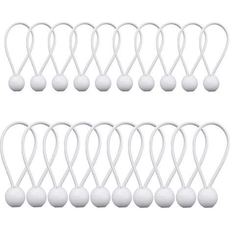 Tendeur Elastique 20 Pièces Tendeur à Boule Élastique Corde Elastique avec Boule en Plastique Sandow Elastique Élastiques Blanc Cordes en Caoutchouc pour Bannière Bâche Pavillon Tente (1/5)