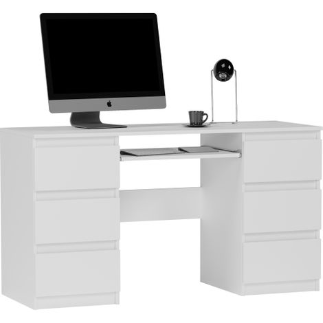 Schreibtisch mit Schubladen auf beiden Seiten Weiß - 140 x 50 cm Modern N32