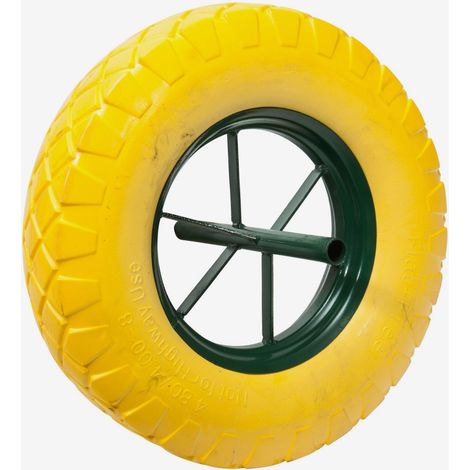Roue Increvable Brouette 15'' Alésage 20 mm Ø385 x 95 mm Jaune (1/4)