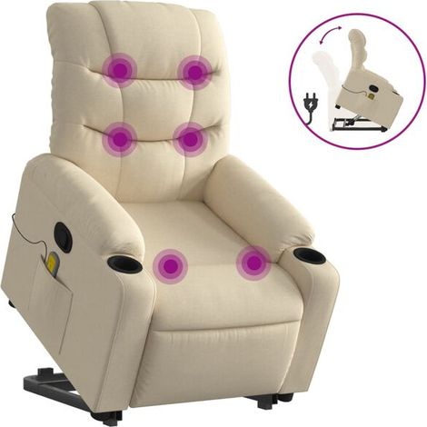 Fauteuil de massage inclinable en tissu beige (1/5)