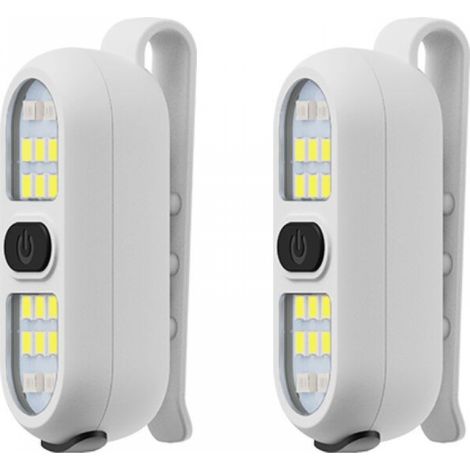 Lampe torche à pince, blanche, 5,82,22,3 cm, lot de 2, lampe pour coureur/cycliste, marche nocturne, rechargeable, lampe de sécurité, portable. (1/5)