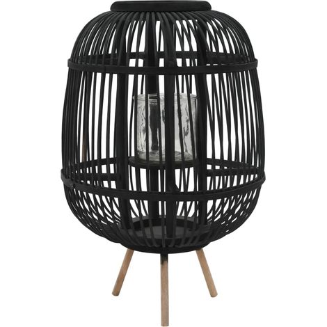 Bougeoir sur pieds porte-bougie bambou noir décoration extérieur DEC020012 (1/4)
