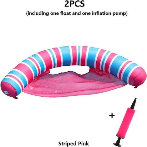 Fauteuil gonflable rayé pour piscine, ensemble de 2 pièces avec pompe, recouvert de tissu doux, pour les fêtes d'été à la piscine et les lacs (1/5)