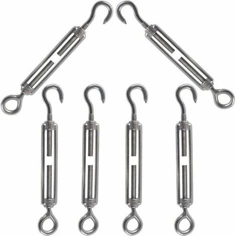 M5 Tendeur Cable Tendeur Crochet et œil Acier Inoxydable 304 Tendeur Réglable Tendeur de Fil Utilisé pour Tendre le Fil d'acier l'antenne Corde à Linge Chaîne 6PCS (1/4)
