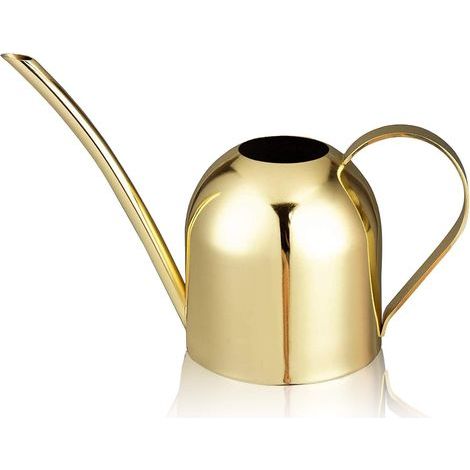 Retro watering can, watering can, one-handed watering can, retro brass watering can, small watering can, stainless steel watering can, metal watering can for indoor garden (gold) (1/5)