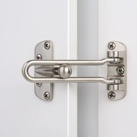 Home Door Security Lock, Swing Bar, Anti-Theft Lock for Front and Interior Door (Silver) (1/4)