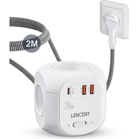 Cube rallonge multiprise Fiche Plate 20W 2M (1/5)