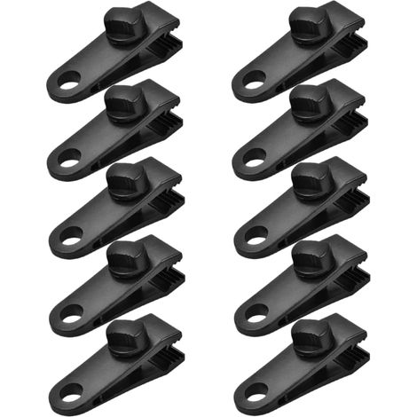 Lot 10 Pinces Bache Noir Fixation Voile Ombrage Piscine Accessoire (1/5)