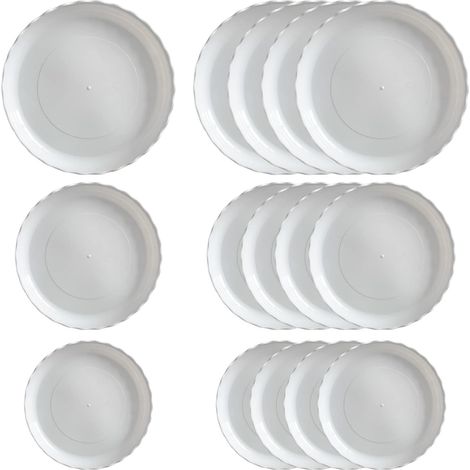 Pflanzenuntersetzer, Set mit 15 weißen Töpfen – Untersetzer und Töpfe in einem, Innendurchmesser 13 cm – Schutz von Zimmerpflanzen (1/5)