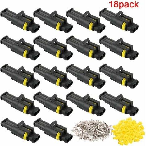 18 Kit Professionnel 2 Pin Voiture Fil Electrique Etanche Connecteur Terminal Plug Prise Set, pour Bateau Camion Auto Scooter Moto (1/5)