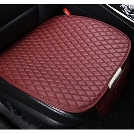2 Pièces Coussin de Siège Voiture avec Poche, Coussin Siege Voiture PU Cuir Housse de Siege Voiture, Confortable Antidérapant Coussin pour Auto, Automobile Confort Intérieur(Rouge)