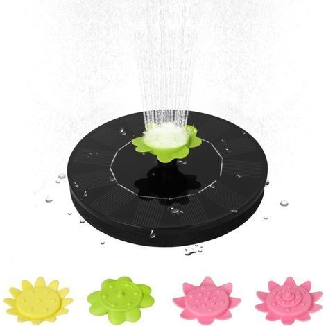 Fontaine Solaire Extérieur 6V 1W Pompe Bassin Solaire avec 5 Buses Fontaine Extérieure Debout Libre Pompe à Eau sans Brosse,pour Piscine Étang Jardin Patio (130A) (1/5)