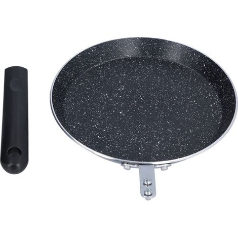 Pancake pan, flat-bottomed frying pan with handle for electric and induction cooktops, suitable for restaurants (black) (1/5)