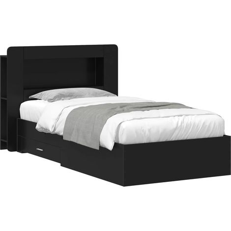 Bed Frame with Storage Black 75 x 190 cm Engineered Wood vidaXL (1/5)