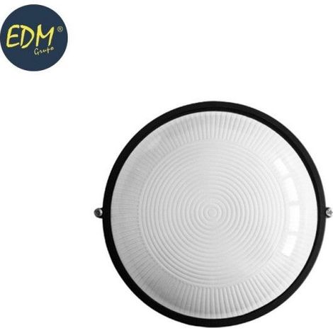 IP54 runde Aluminium-Wandleuchte, schwarze Farbe, 1 x E27, 100 W, ø23,8 x 11 cm, Modell Cambrils EDM