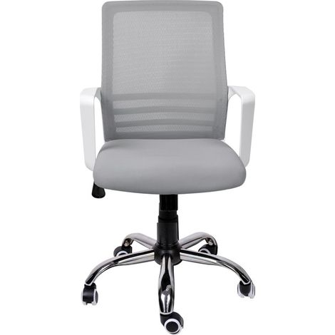 Silla de oficina, basculante, estructura blanca y cromo, color Gris - Herdasa (1/2)