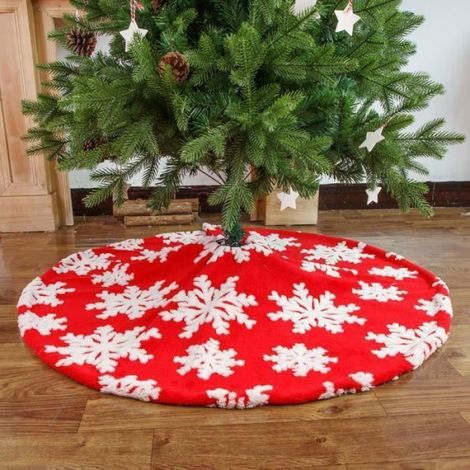 Jupe de Sapin de Noël - 90cm - Fausse Fourrure - Blanc Neige - Rond Blanc neige (1/4)