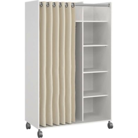 Armario Grande Alfango, Ropero Dormitorio Perchero, 48.25x160h cm Blanco