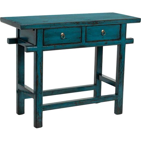 Recibidor de madera azul 108x43x82h cm