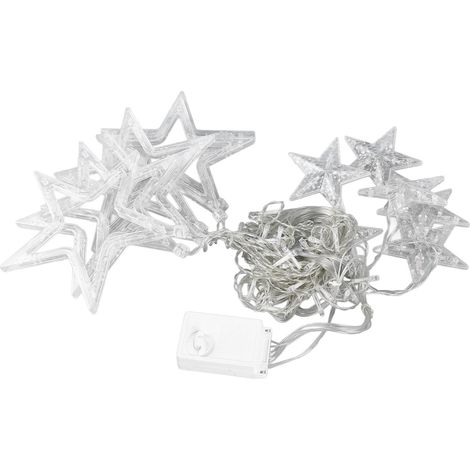 Guirlande lumineuse rideau d'étoiles LED 2,5 m, ambiance romantique, 6 grandes LED, 6 petites LED, 110 V (US) (1/5)