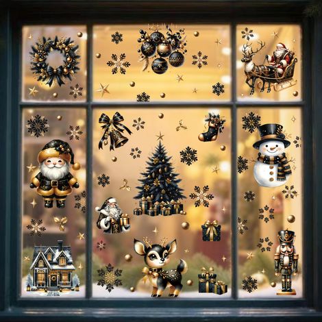 Set di 9 fogli di decorazioni natalizie per finestre, adatte per feste di Natale, uffici, aule scolastiche e vetrine di negozi, 2030 cm. (1/2)