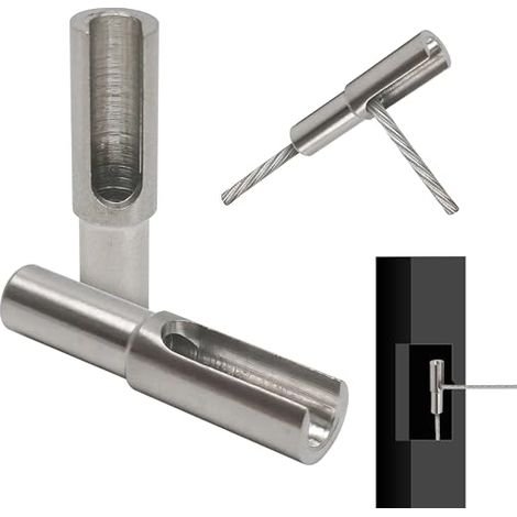Lot de 10 rails de câble invisibles de 1,9 cm, quincaillerie de terminal d'ancrage à bascule, tendeur de poteau en acier inoxydable T316, pièces d'extrémité fixe pour rail d'angle réglable (1/5)