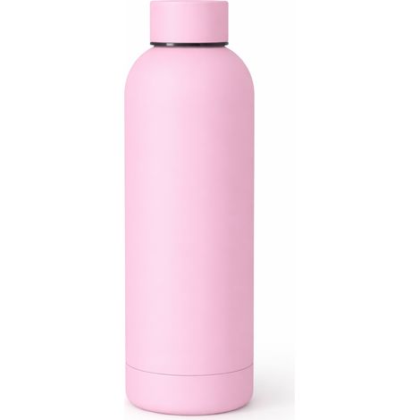 Botella térmica de acero de 500 ml para bebidas frías y calientes, color rosa. (1/5)