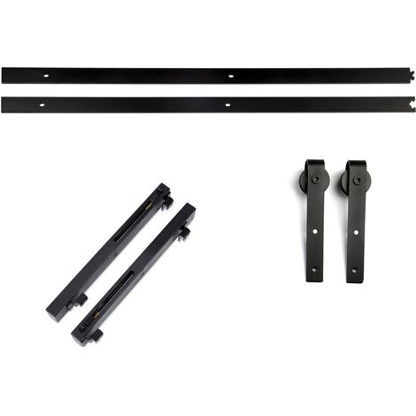 Schiebetüren Set LOUNGE-1 2tlg. 2 m (seitlich anschraubbar) Soft-Close schwarz