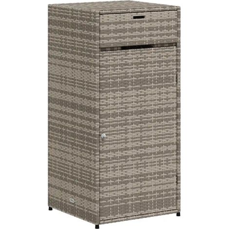 Ampio armadio da giardino per esterni 55 x 55 x 111 cm realizzato in resina intrecciata grigia 020047434