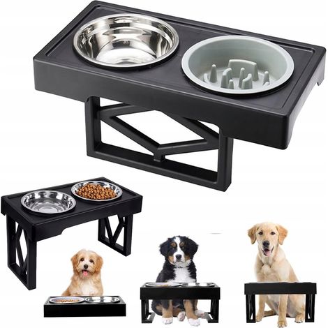 Comederos para perros con soporte, comederos de alimentación lenta, doblemente ajustables.