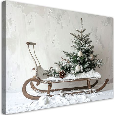 Wandbild Weihnachtsbaum Geschenke Schlitten 60x40 cm