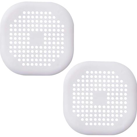 Lot de 2 bouchons de douche/caniveau à cheveux, accessoires de salle de bain, couvercles en silicone résistant avec ventouses, forme de cœur, blanc.