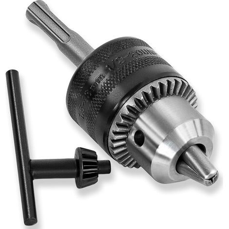 Adaptateur SDS-Plus Mandrin Perceuse 13 mm 1/2-20 UNF avec et Clé de Serrage (1/4)
