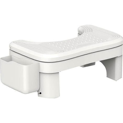 Tabouret de toilette pour adulte, réglable en hauteur, avec boîte de rangement et marchepied antidérapant portable. (1/5)