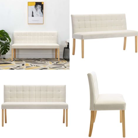 Bank 140 cm Creme Samt - Samtsofa - Wohnzimmersitzgelegenheit - Bequeme Bank - Cremefarbene Bank - Steppdesign - Home & Living (1/5)