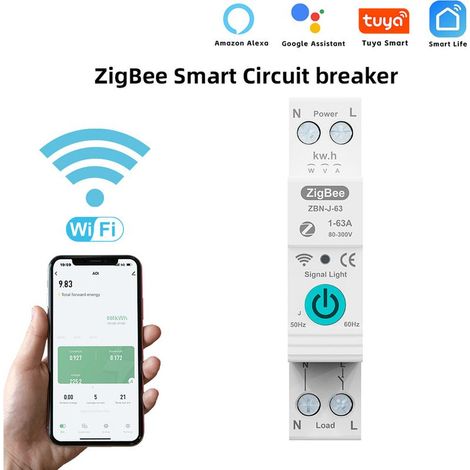 Interruttore automatico intelligente TUYA ZigBee, con controllo remoto, comando vocale, app mobile wireless per la casa, compatibile con assistenti vocali e Amazon Alexa. (1/5)